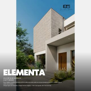 ELEMENTA. 
Les volumes purs s’emboîtent dans une géométrie calme, où le travertin, la chaux et le bois composent une harmonie naturelle.
Rien n’est crié, tout est pensé : la façade capte le soleil, les ombres dessinent le rythme, les lignes guident le regard.
Une architecture méditerranéenne contemporaine, à la fois simple et noble, qui relie l’espace à l’essentiel : la lumière, le silence, la présence.
#VillaElementa #DianthusStudio #chottmariem #luxurylifestyle #artisanattunisien #MediterraneanLuxury #DesignÉpuré #Travertin #MinimalismeChaleureux  #ArtDeHabiter